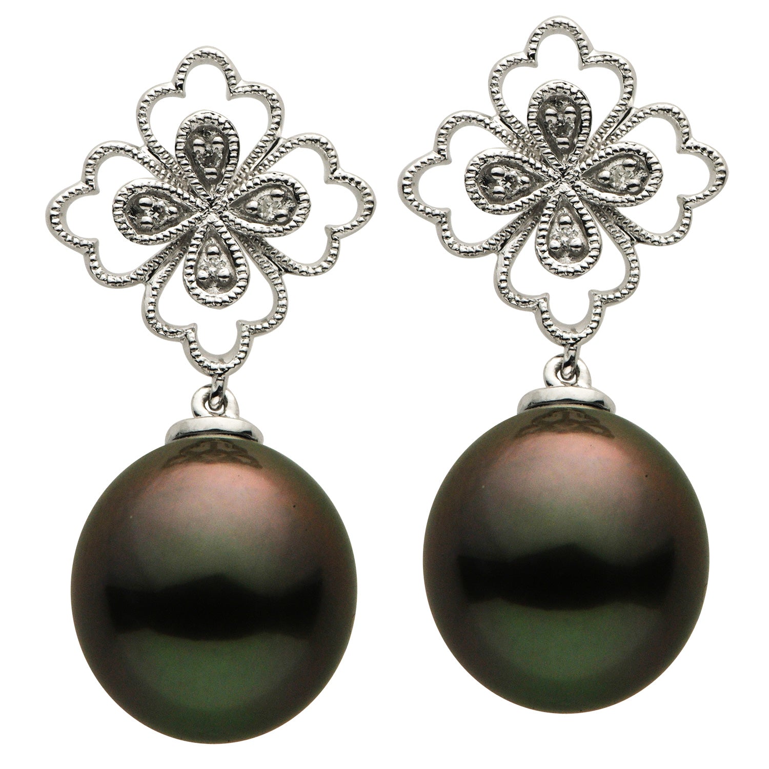 14KW Tahitian Pearl Earrings, 10-11mm