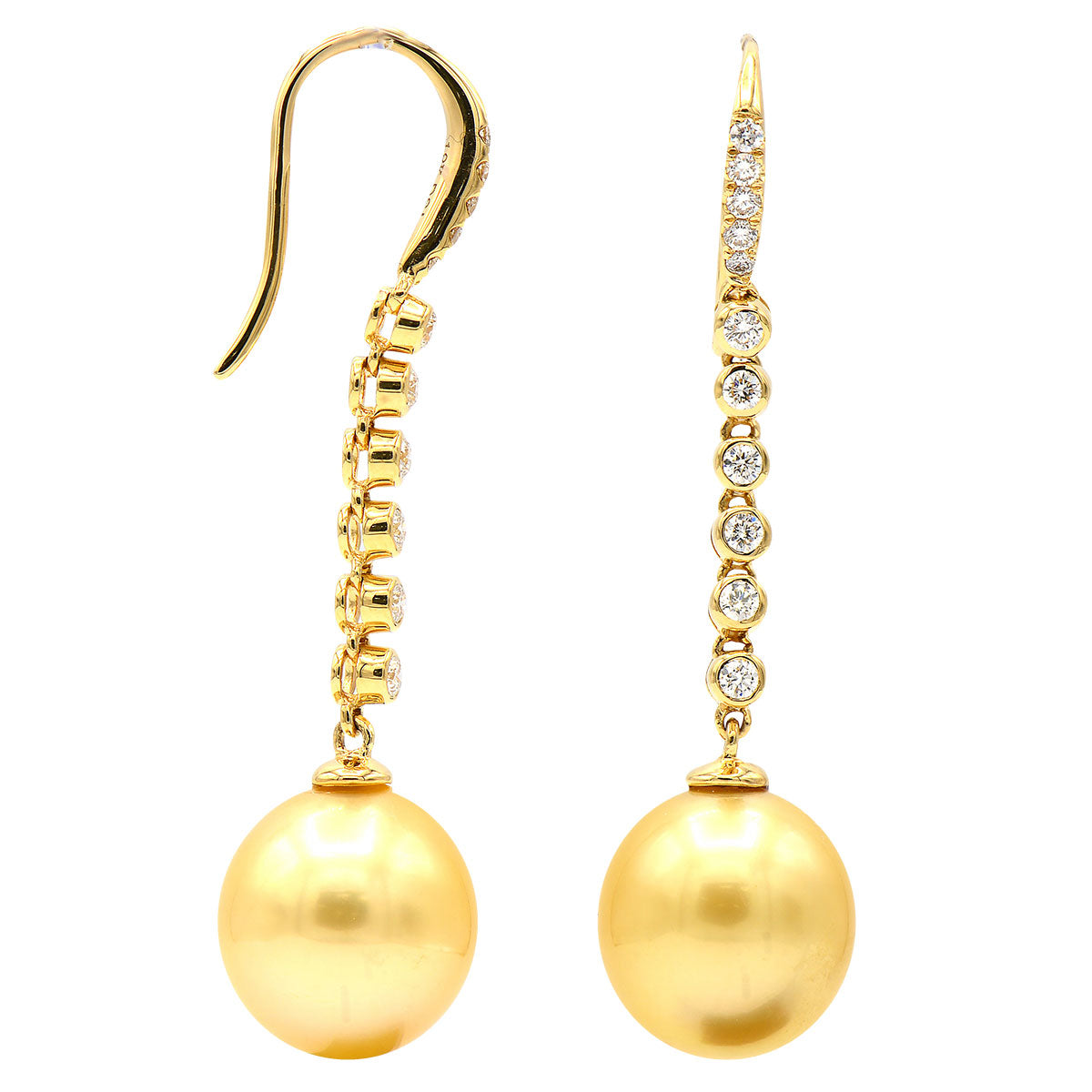 18KY Golden South Sea Pearl Earrings, 11-12mm