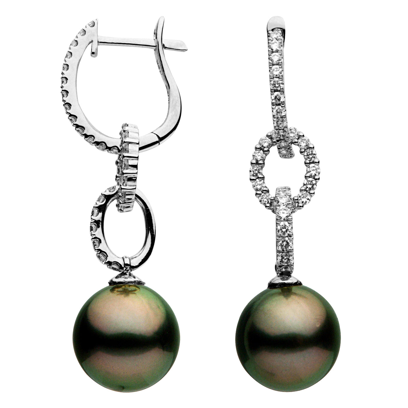 18KW Tahitian Pearl Earrings, 11-12mm