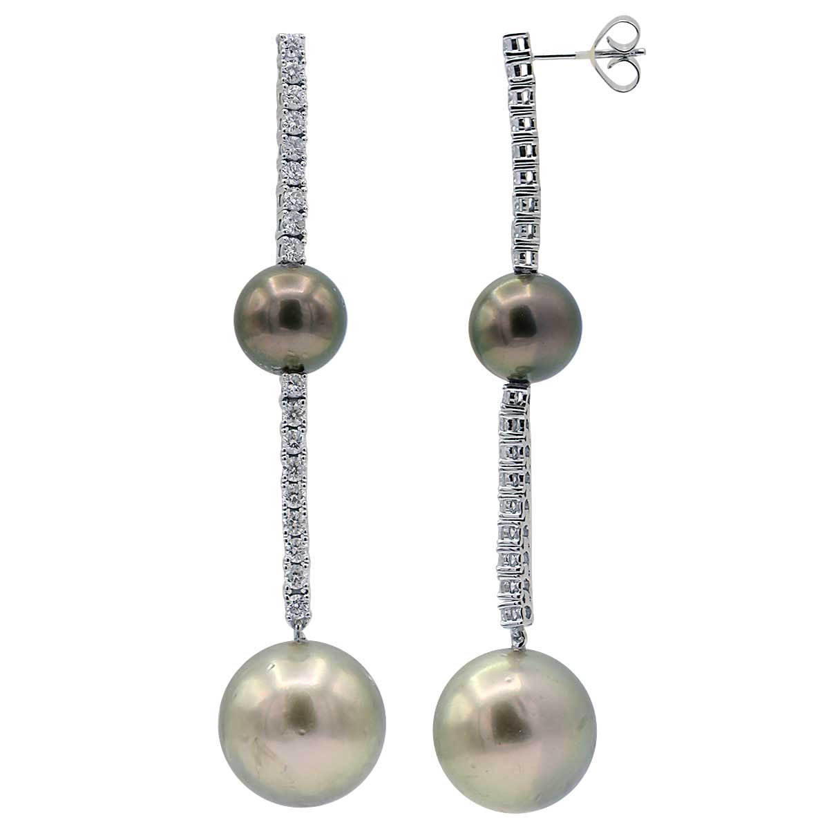 18KW Tahitian Pearl Earrings, 11-16mm