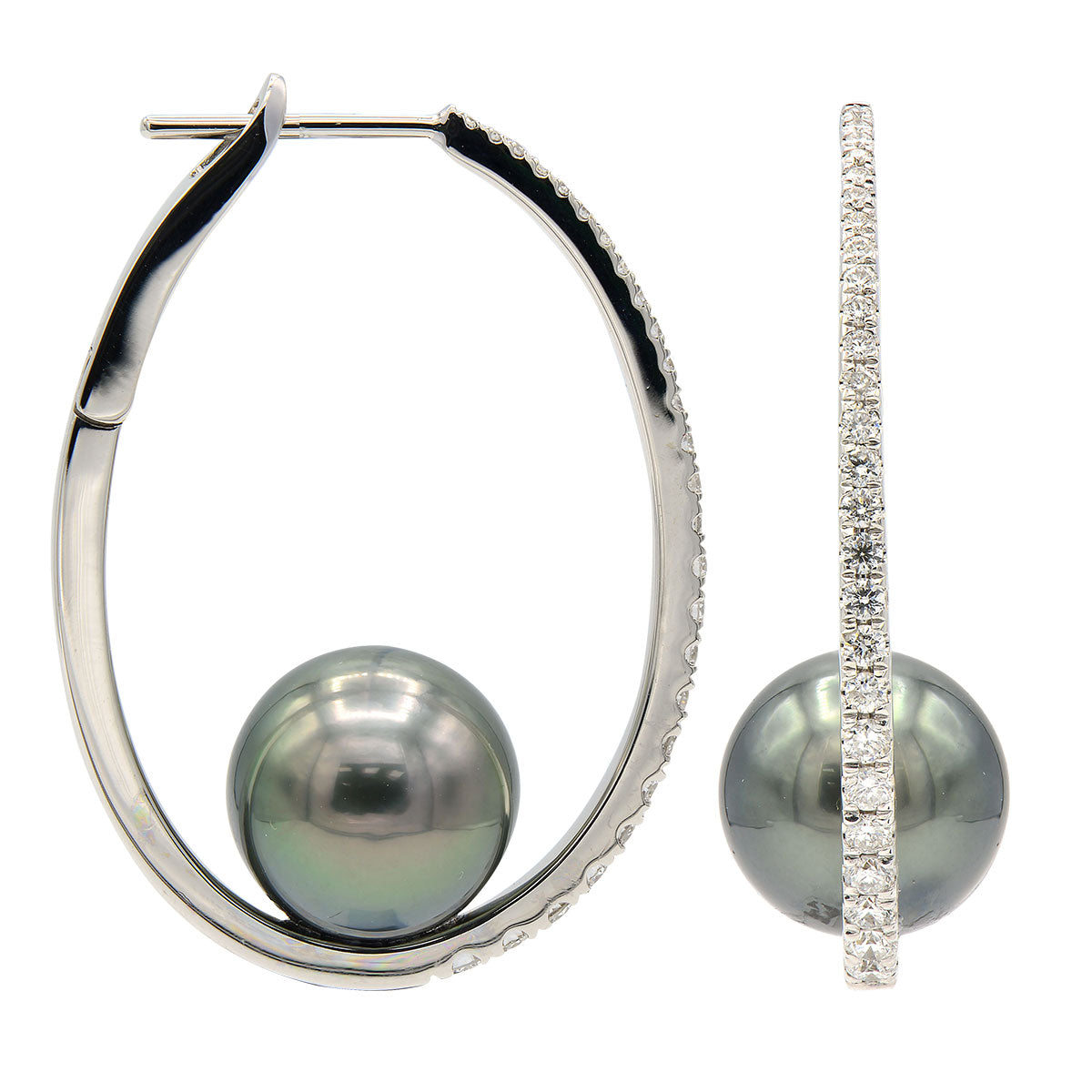 18KW Tahitian Pearl Earrings, 10-11mm