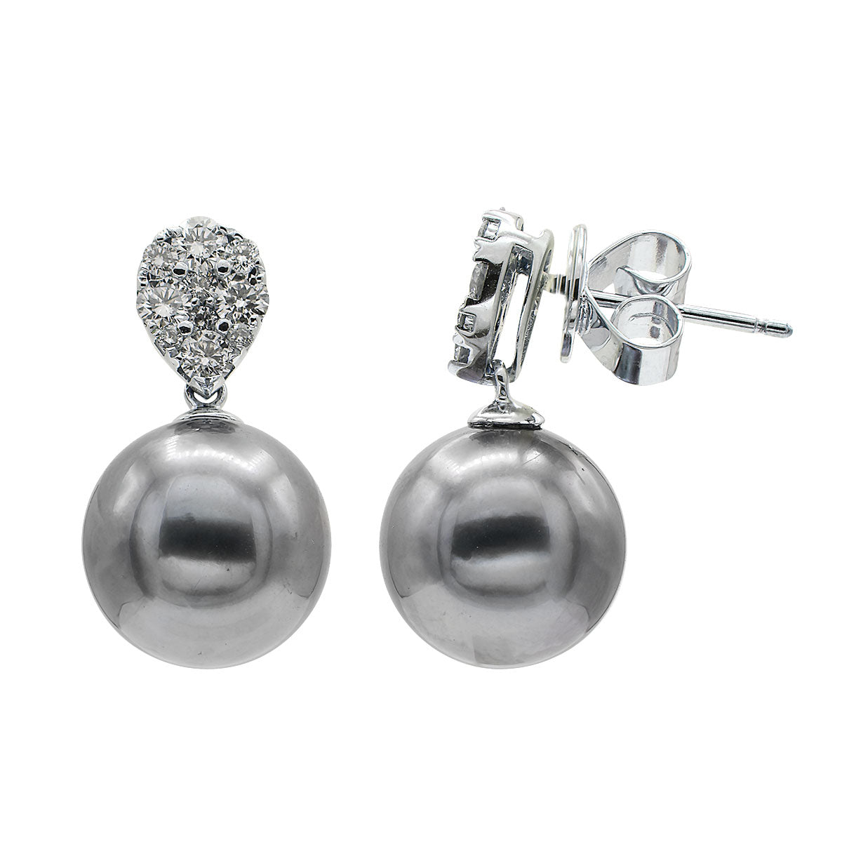 18KW Tahitian Pearl Earrings, 10-11mm