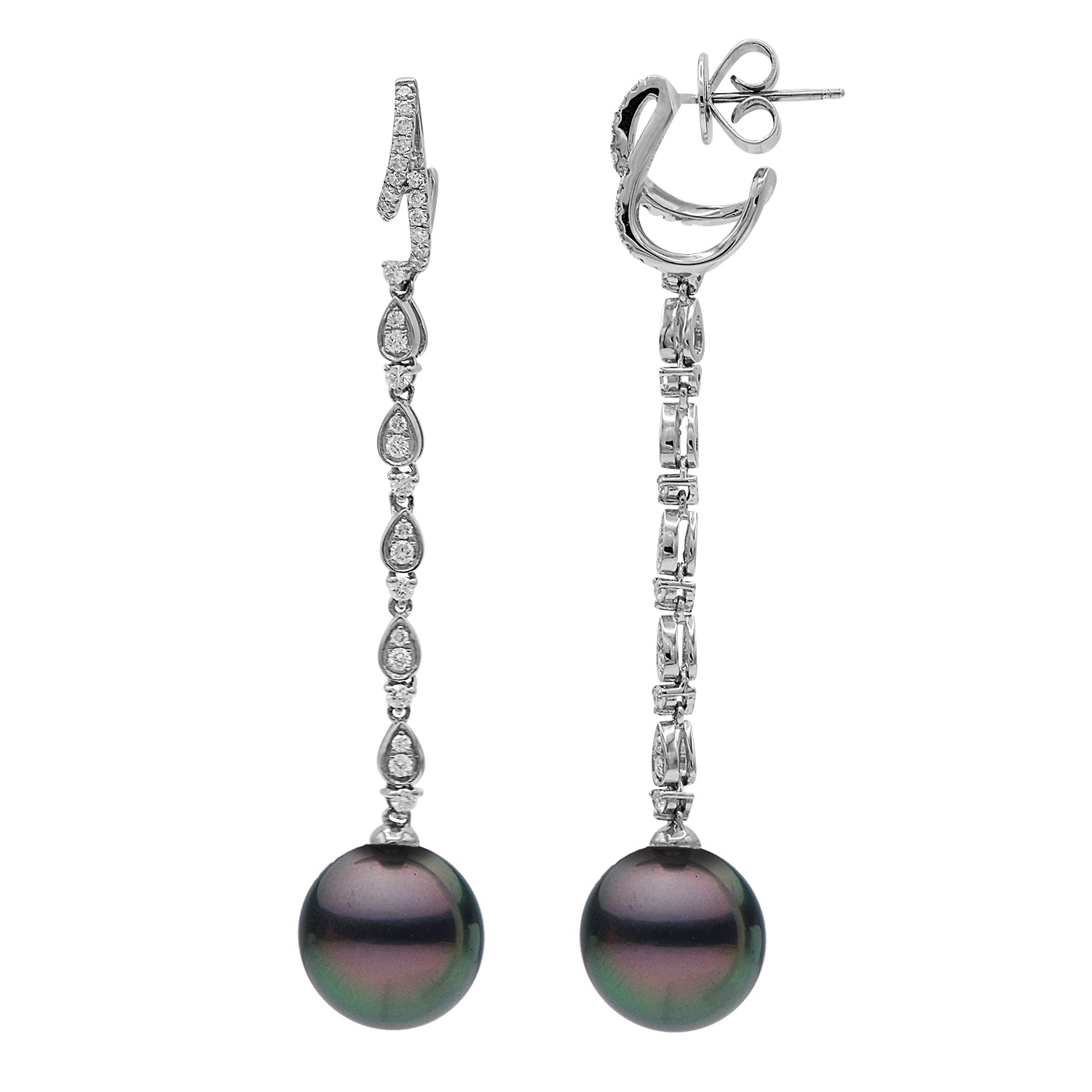 18KW Tahitian Pearl Earrings, 11-12mm