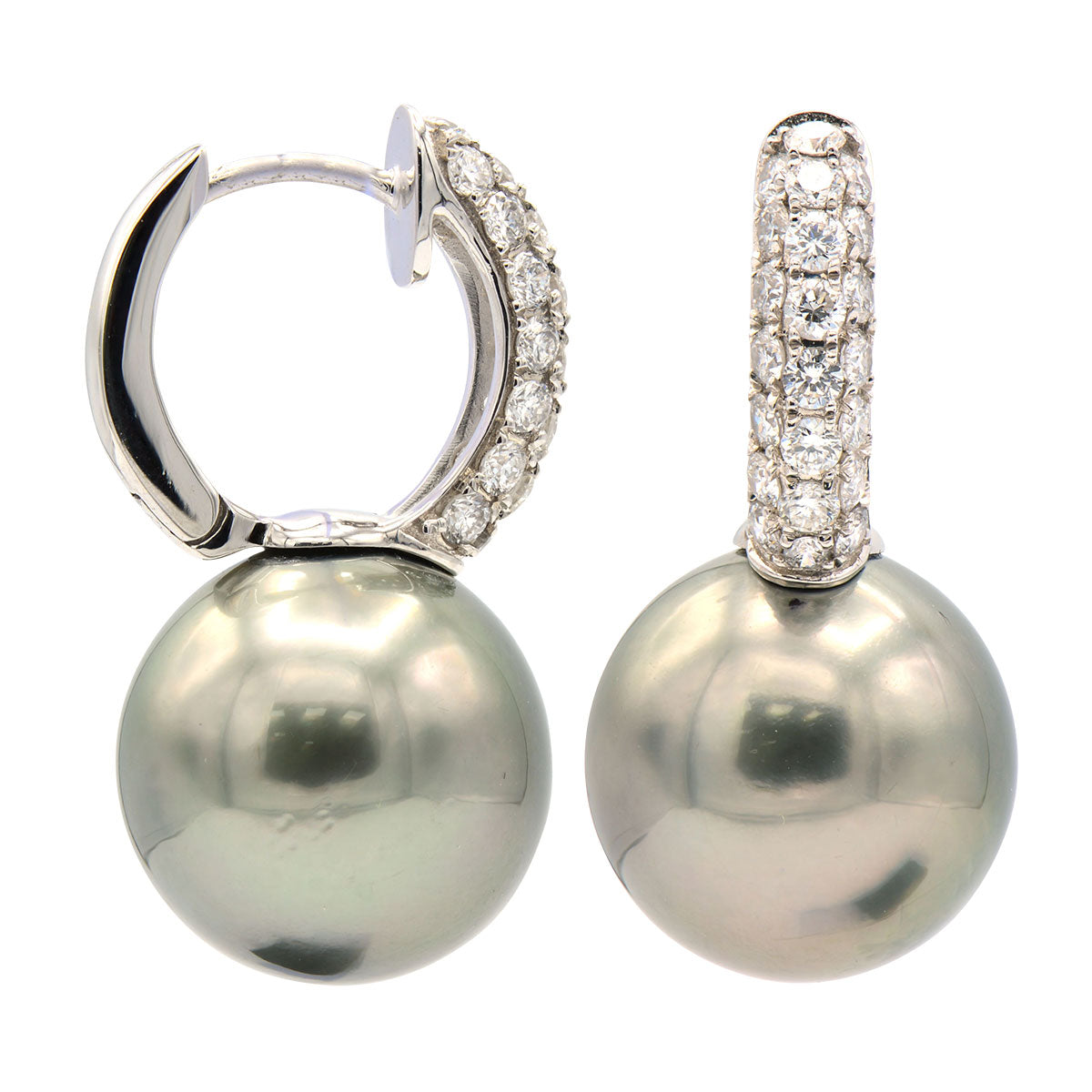 18KW/2.6G Tahitian Earring 44RD-0.78CT 12-13mm