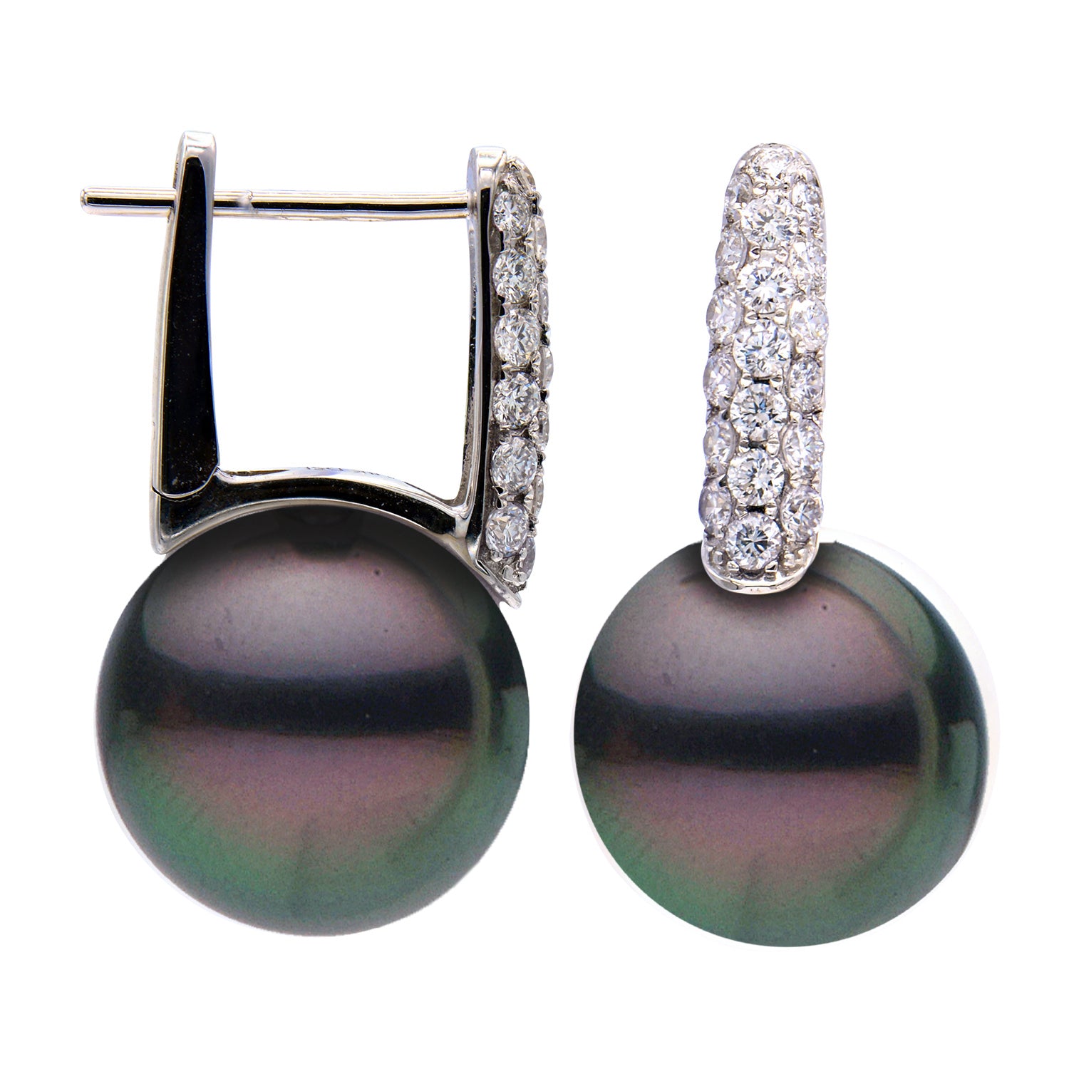 18KW/2.2G Tahitian Earring 38RD-0.61CT 12-13mm