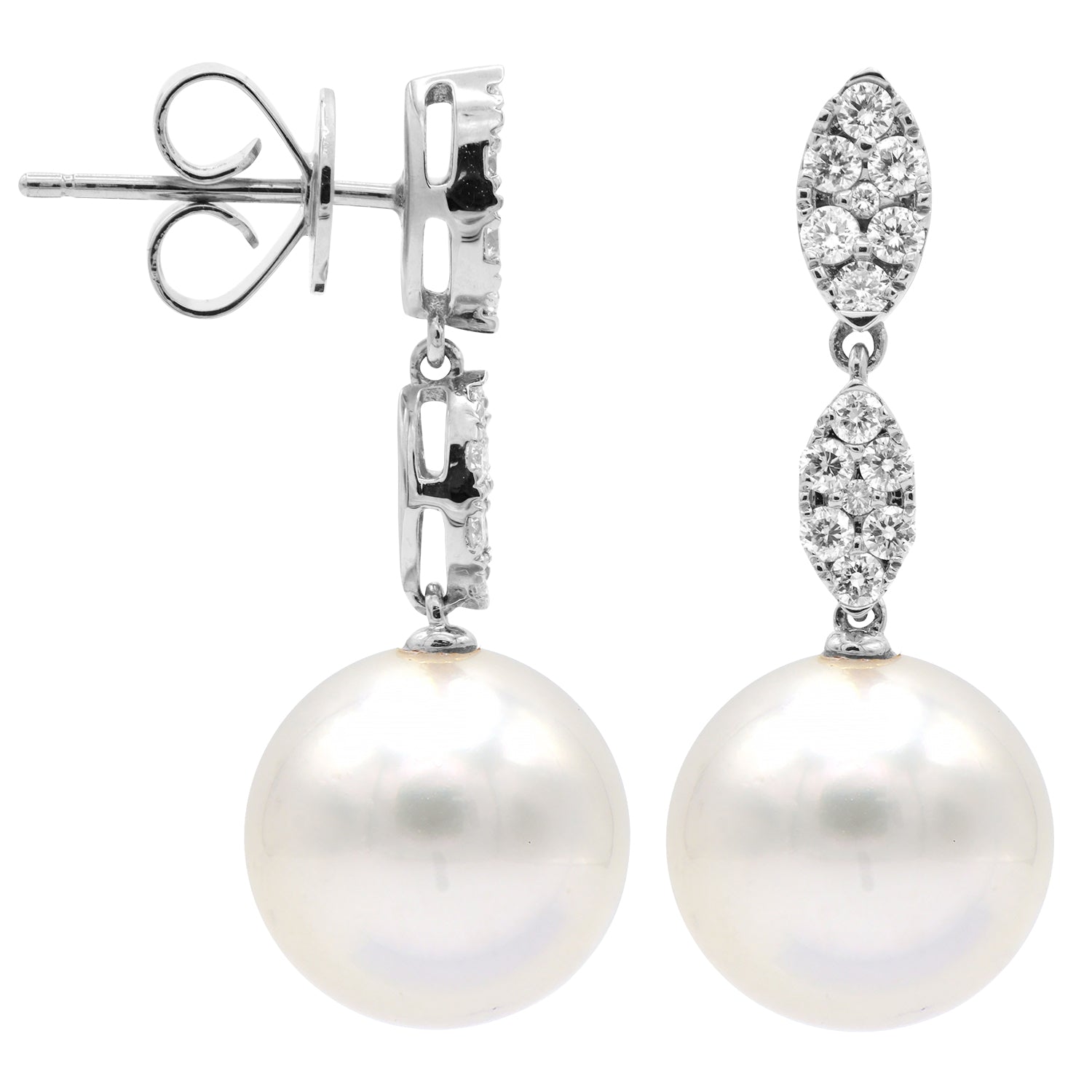 18KW/2.3G W.FW  Earring 28RD-0.45CT 11-12mm