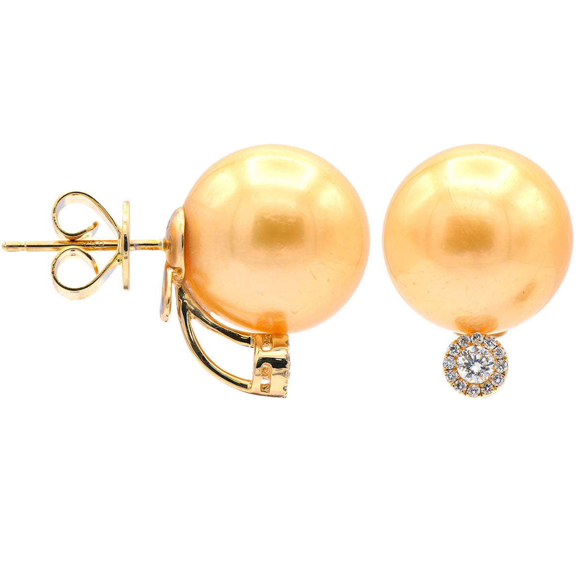 18KY/2.2G Golden Earring 2RD-0.12CT 24RD-0.06CT 12-13mm