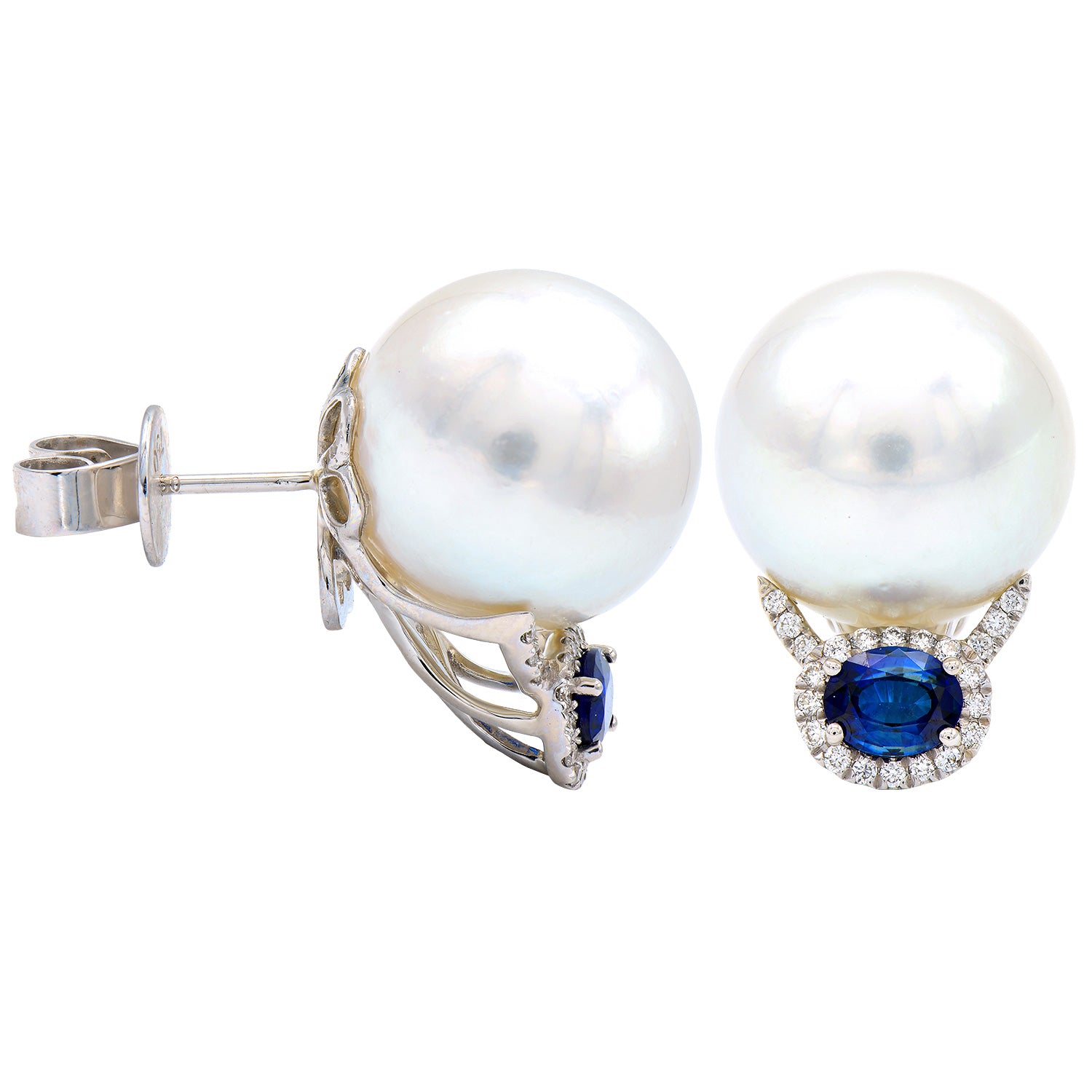 18KW/3.4G S.Sea Earring 2SAPP-0.83CT 44RD-0.16CT 13-14mm