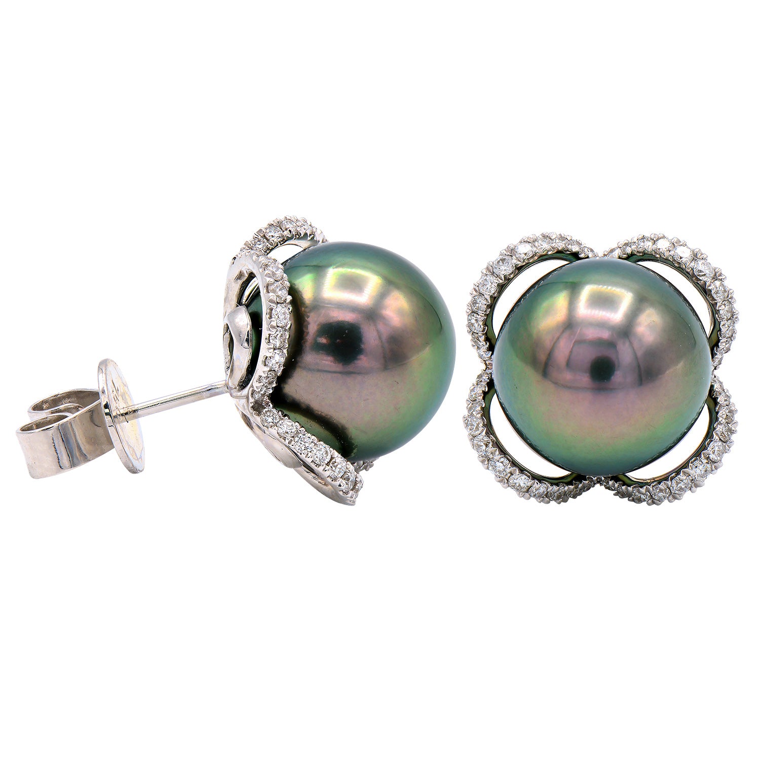 18KW/3.3G Tahitian Earrings 88RD-0.43CT 11-12