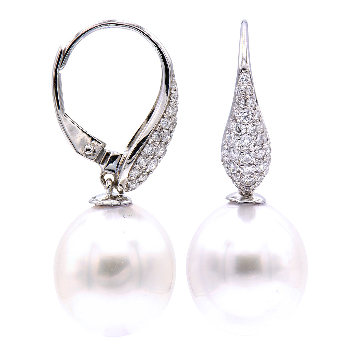 Earrings 18KW/1.8G 70RD-0.40CT S.Sea 11-12mm