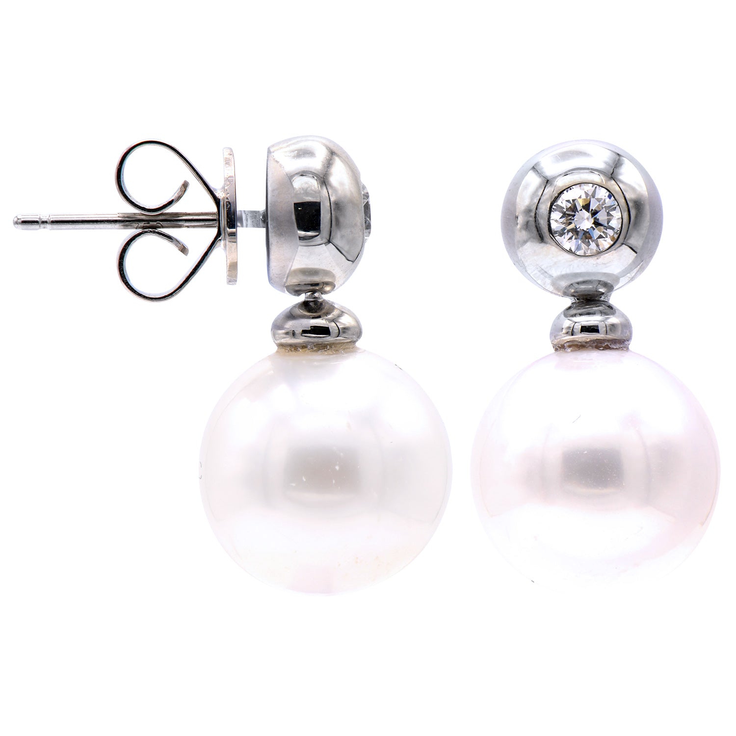 18KW/3.2G S.Sea Earring 2RD-0.23CT 11-12mm