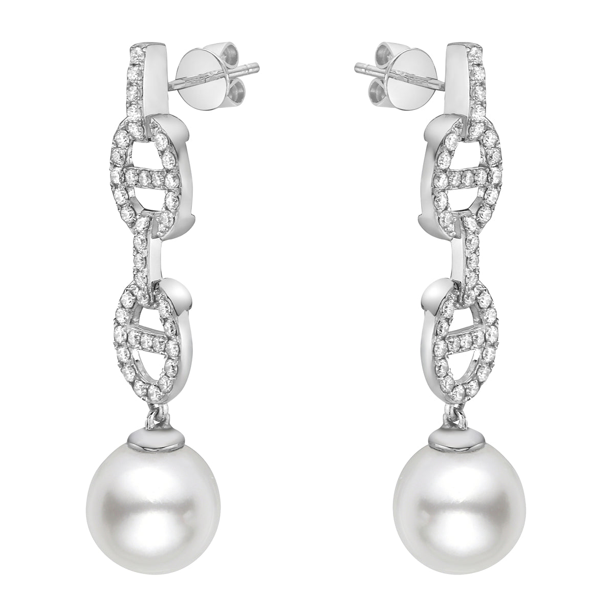 14KW/3.8G S.Sea Earring 76RD-0.57CT 9-10mm