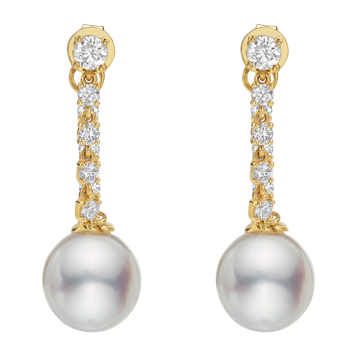 14KY/1.8G S.Sea Earring 2RD-0.23CT 14RD-0.42CT 9-10mm