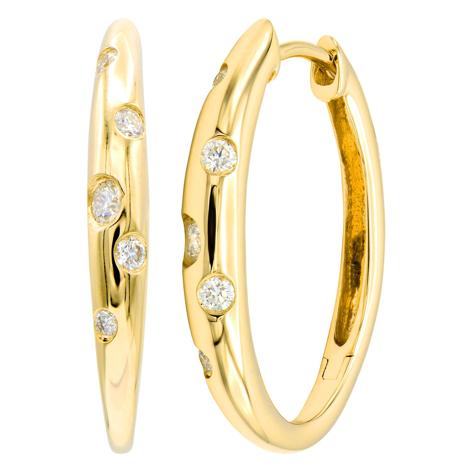 14K Yellow Gold Diamond Scatter Hoop