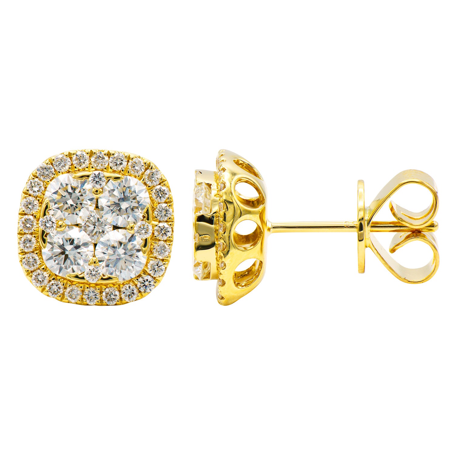 14K Yellow Gold Ora Diamond Cluster Stud