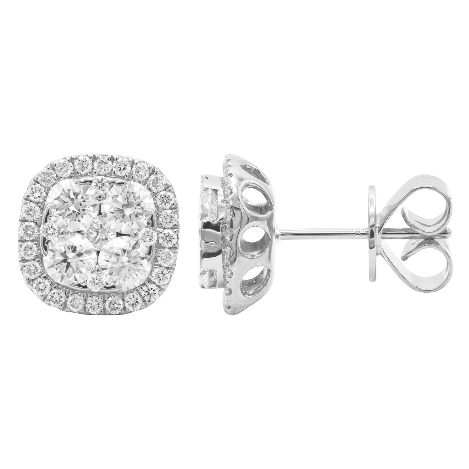 14K White Gold Ora Diamond Cluster Stud