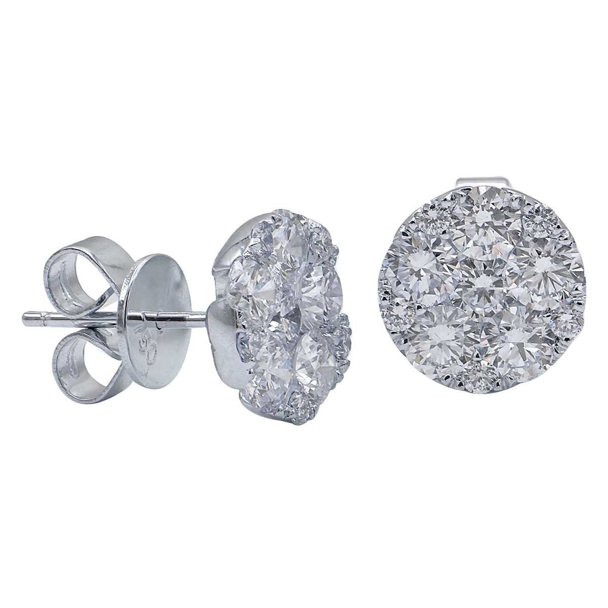 14K White Gold Round Diamond Studs