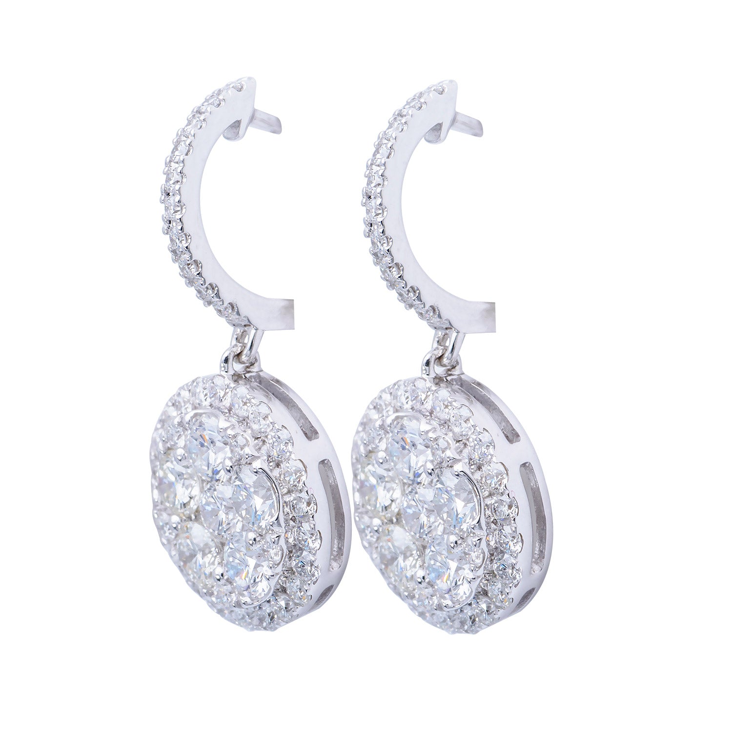 14K White Gold Dangle Diamond Earrings