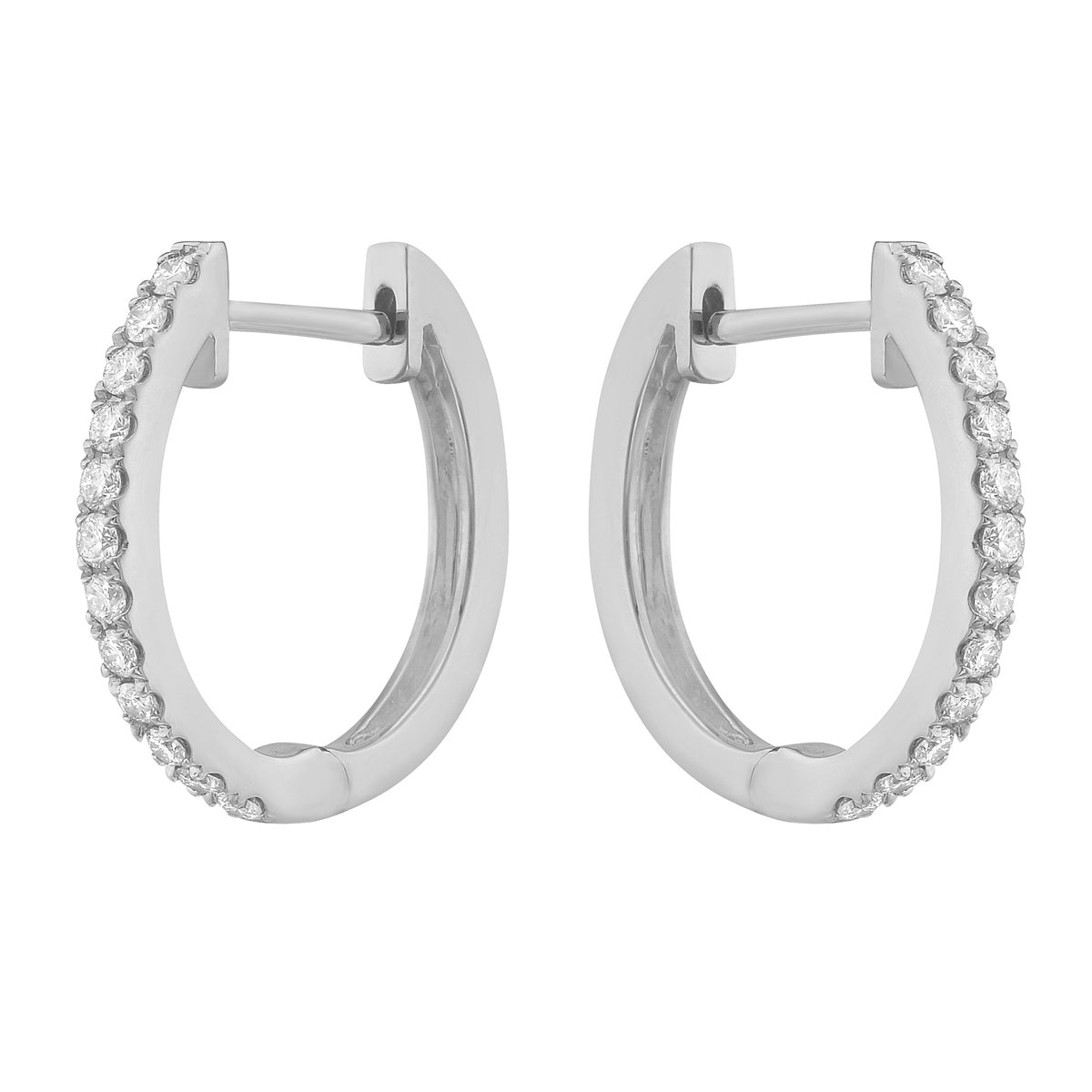 14K White Gold Classic Huggie Earring