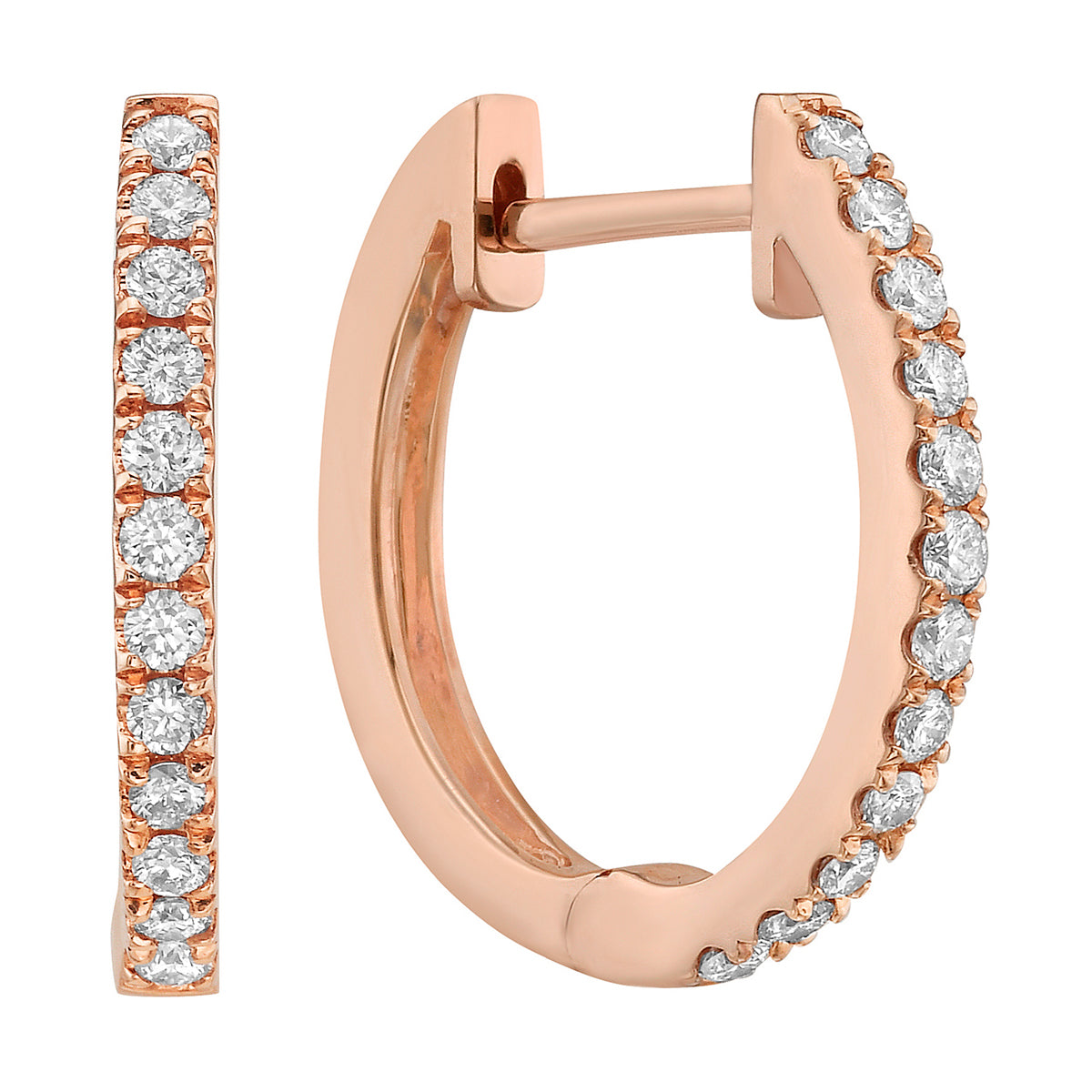 14K Rose Gold Classic Huggie Earring