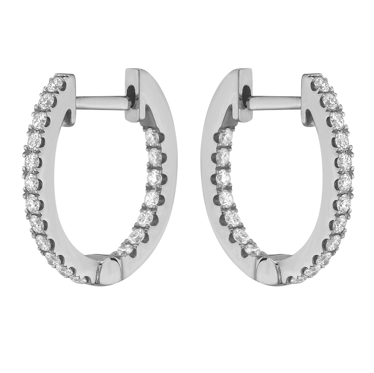 14K White Gold Inside Outiside Huggie Earring - Small