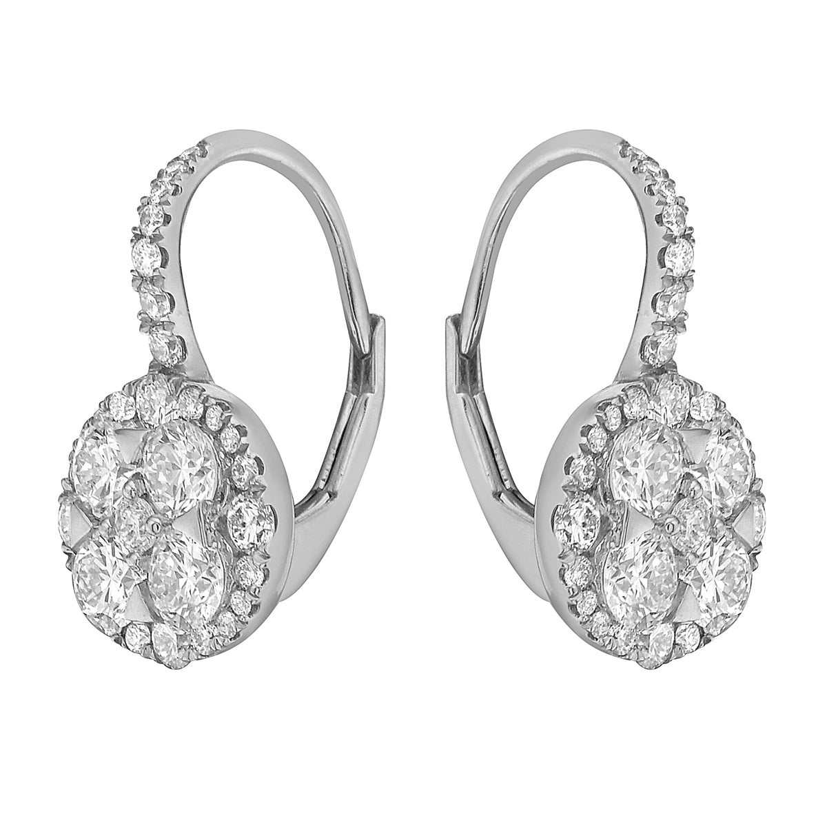 Leverback Dangle Diamond Earrings