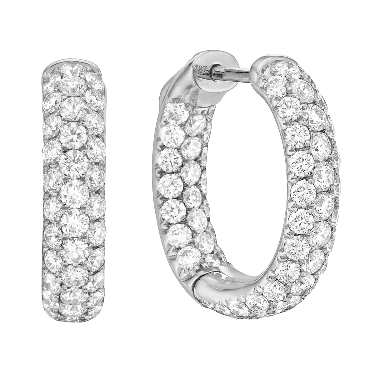 18KW Diamond Hoop Earrings