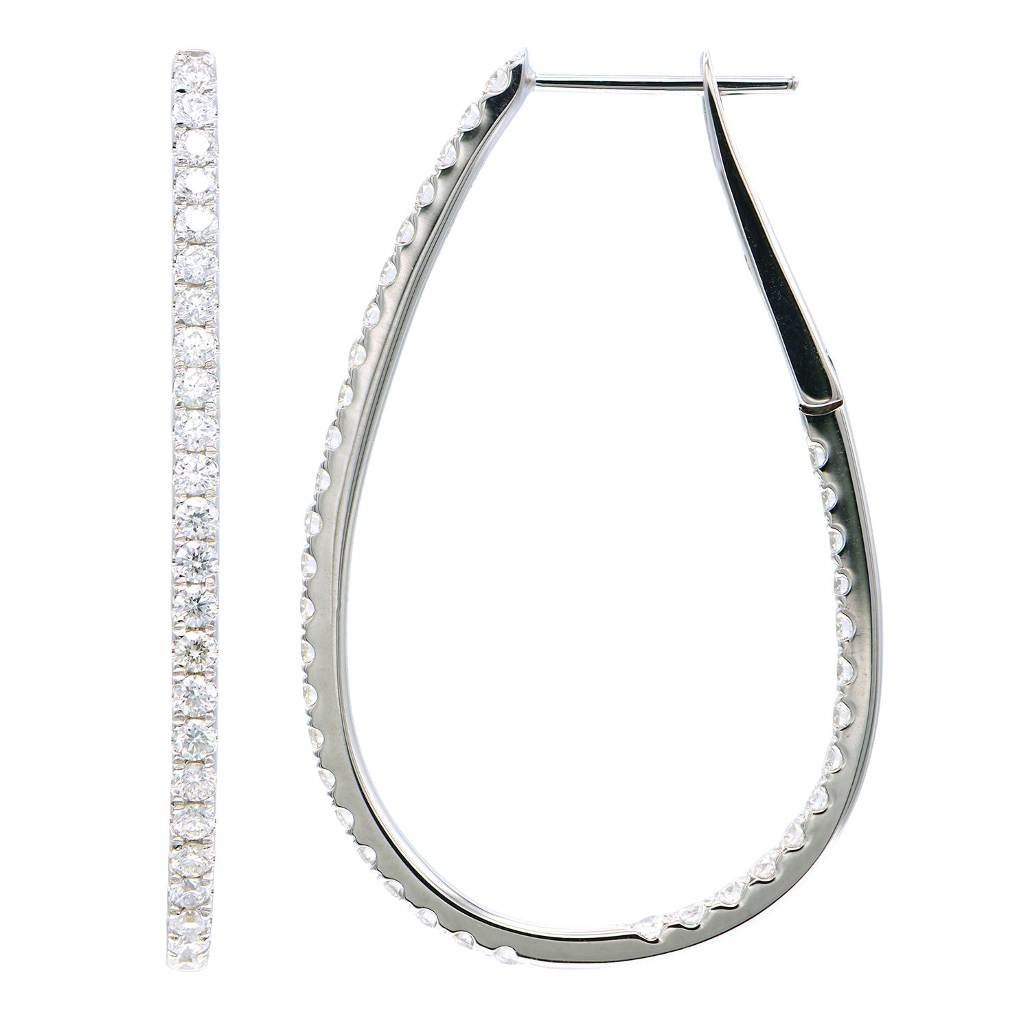 18KW Diamond Hoop Earrings