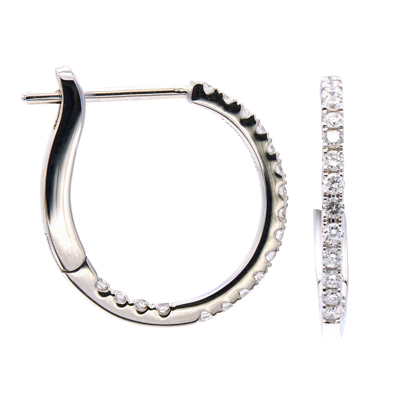 18KW Diamond Hoop Earrings