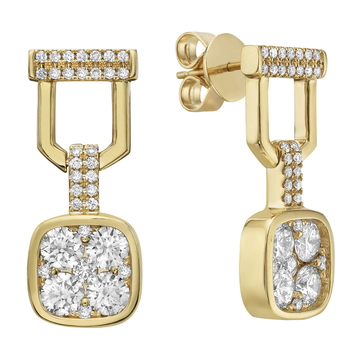 Earrings 18KY/7.7G 8RD-1.39CT 58RD-0.32CT