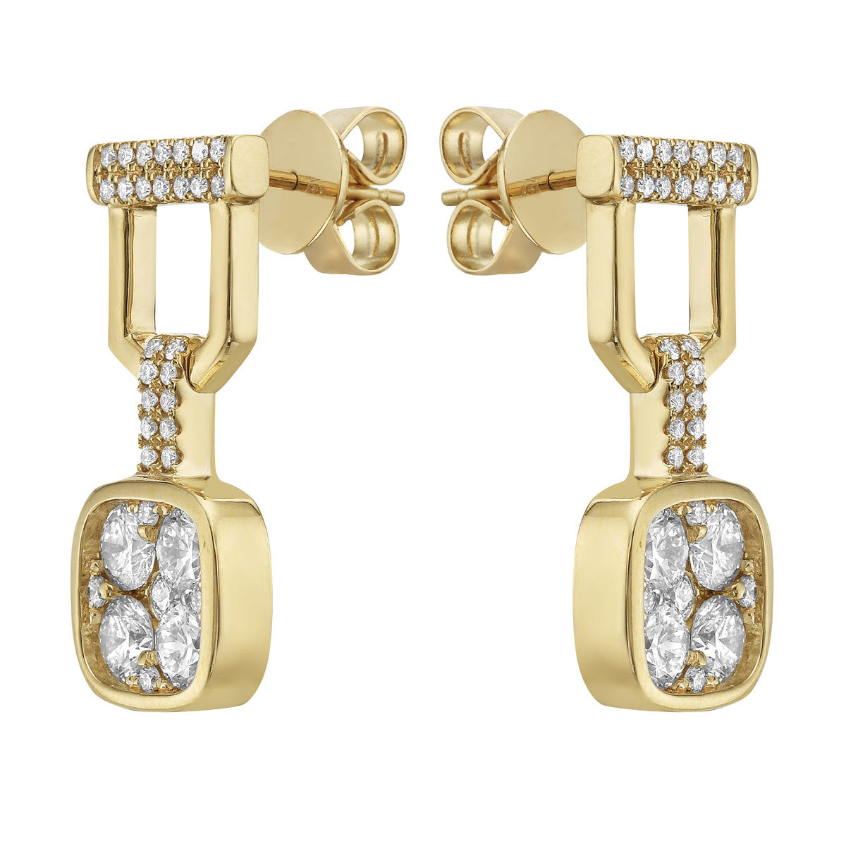 Earrings 18KY/7.7G 8RD-1.39CT 58RD-0.32CT