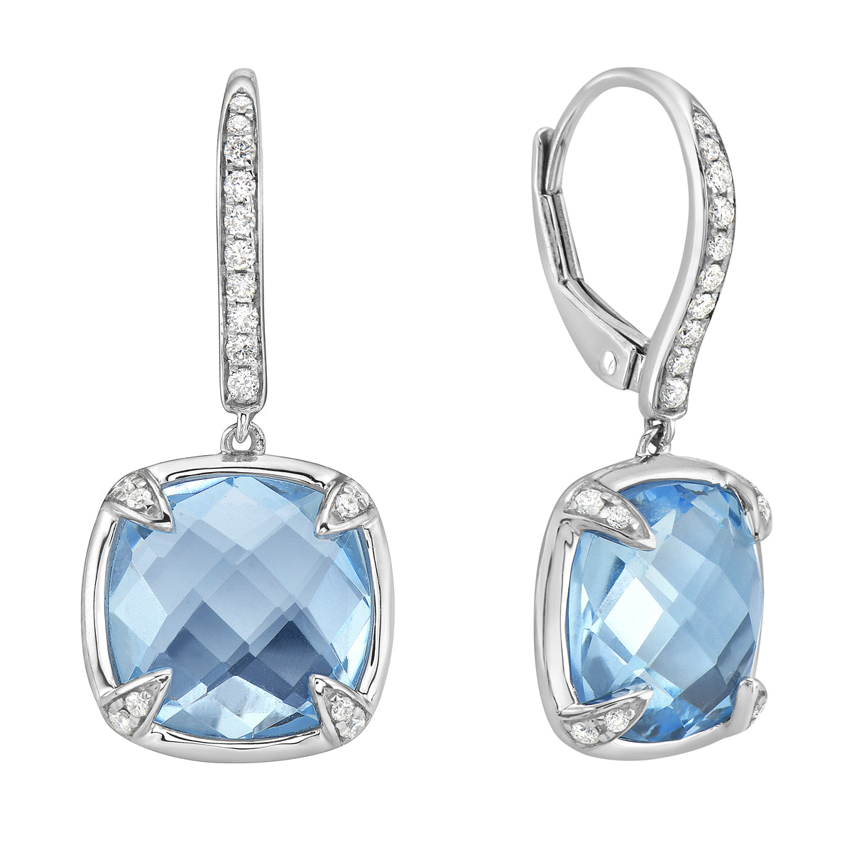 Earrings 14KW/3.1G 2SBT-9.18CT 36RD-0.21CT Sky Blue Topaz