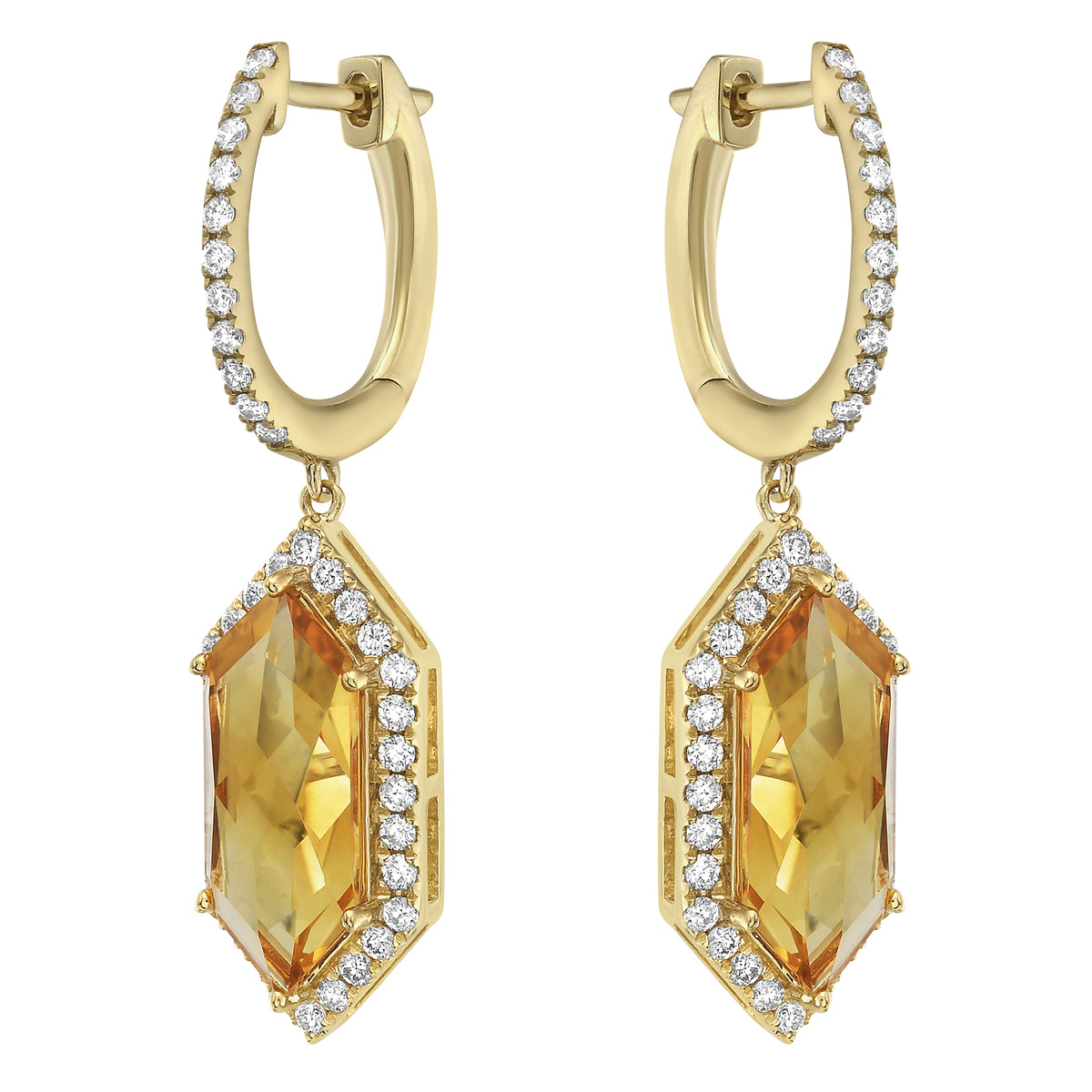 EaEarrings 14KY/4.4G 2CIT -4.36CT 78RD-0.73CT Citrine