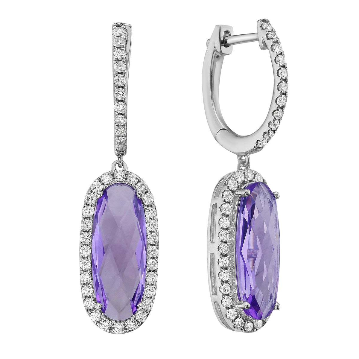 Earrings 14KW/4.0G 2AME-4.01CT 78RD-0.65CT Amethyst