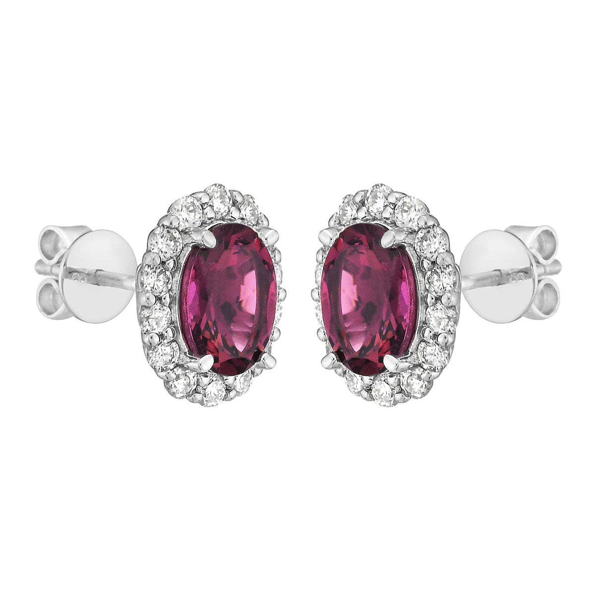 Earrings 14KW/2.0G 2PT-2.23CT 28RD-0.61CT Pink Tourmaline