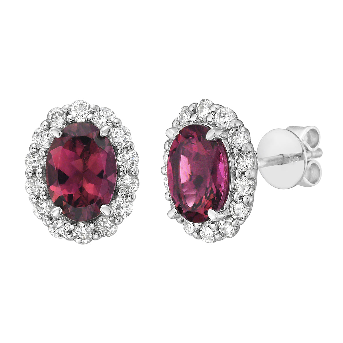 Earrings 14KW/2.0G 2PT-2.23CT 28RD-0.61CT Pink Tourmaline