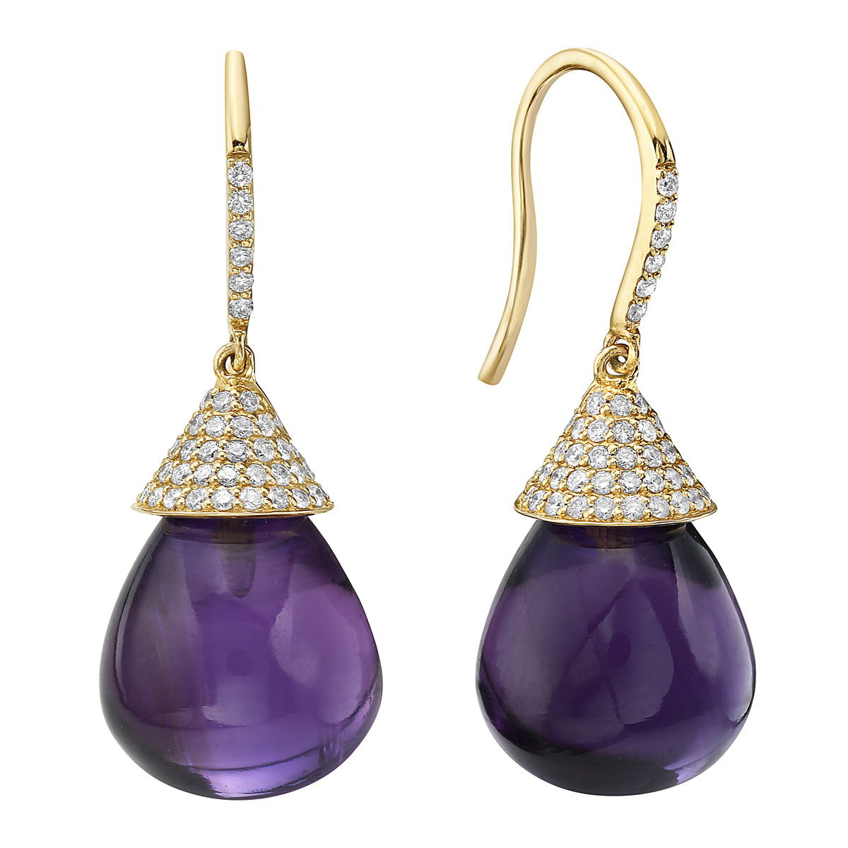 Earrings 14KY/2.5G 2AME-24.79CT 106RD-0.49CT Amethyst