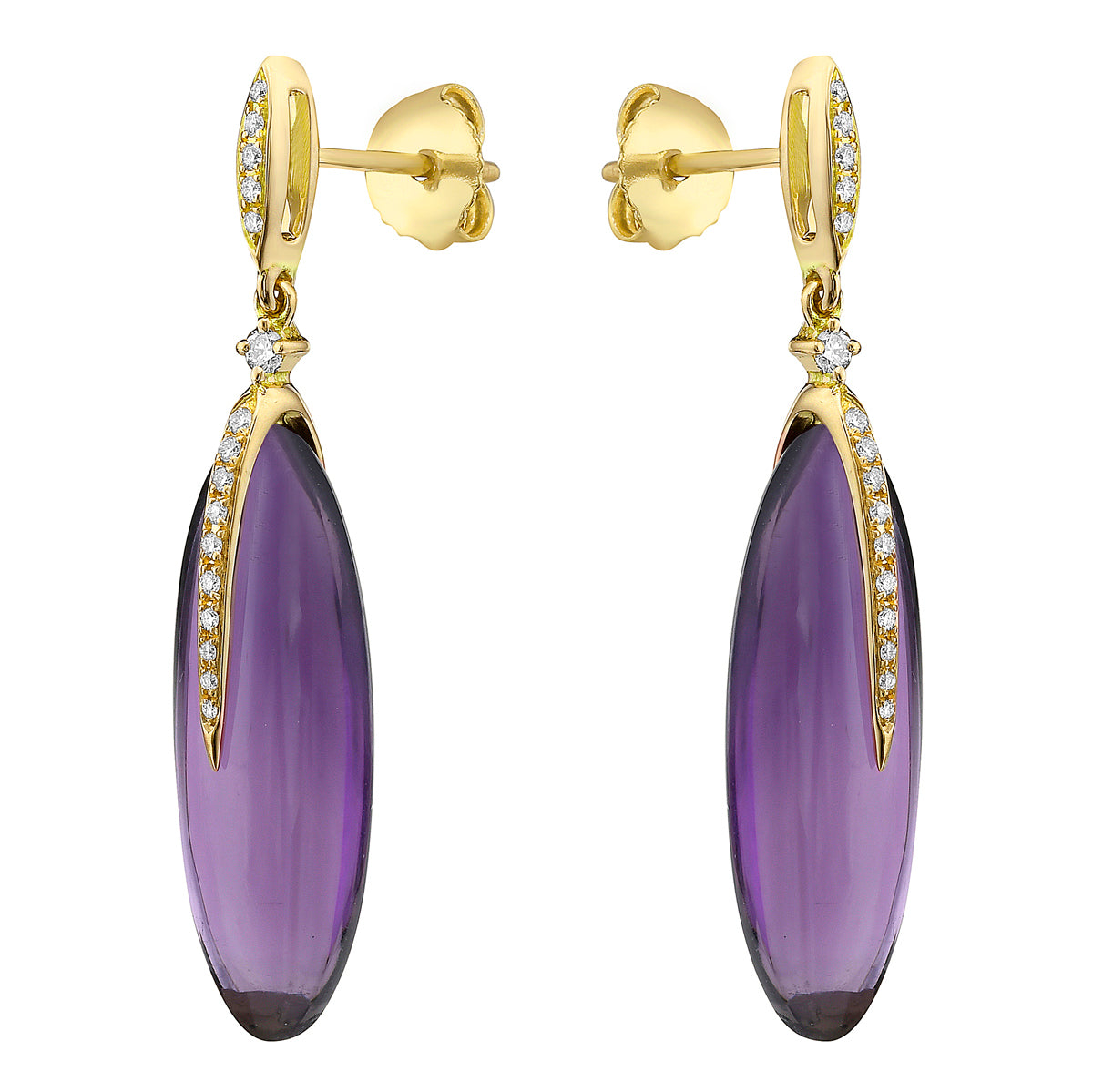 EARRING 18KY-1.48G  32D-0.12CT 2AME-16.48CT AMETHYST