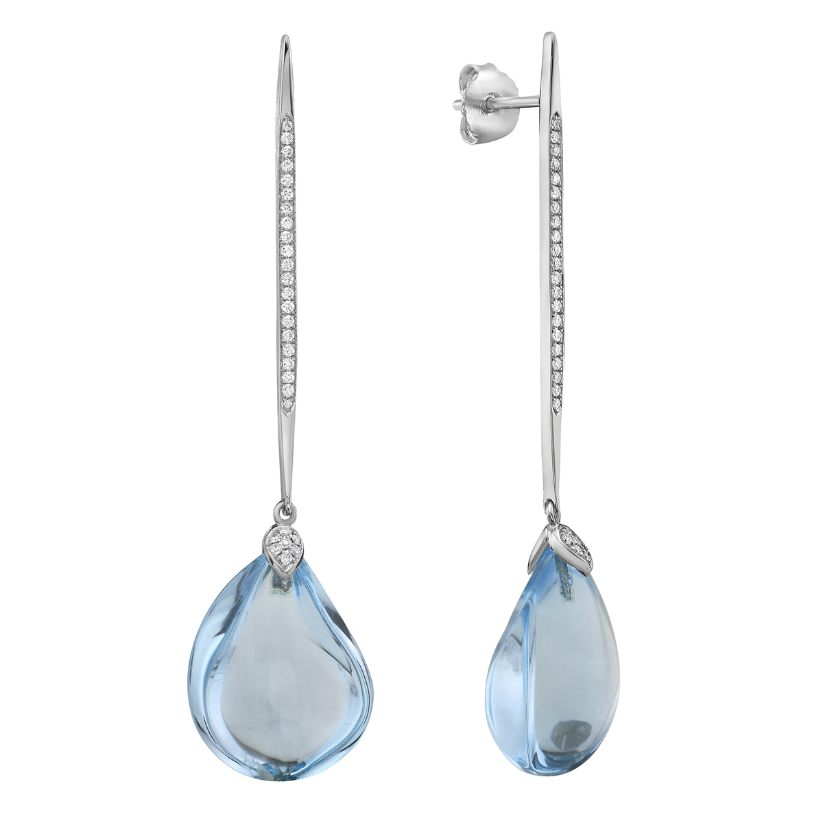 EARRING 18KW-2.23G  56D-0.17C 2SBT-26.87CT SKY BLUE TOPAZ