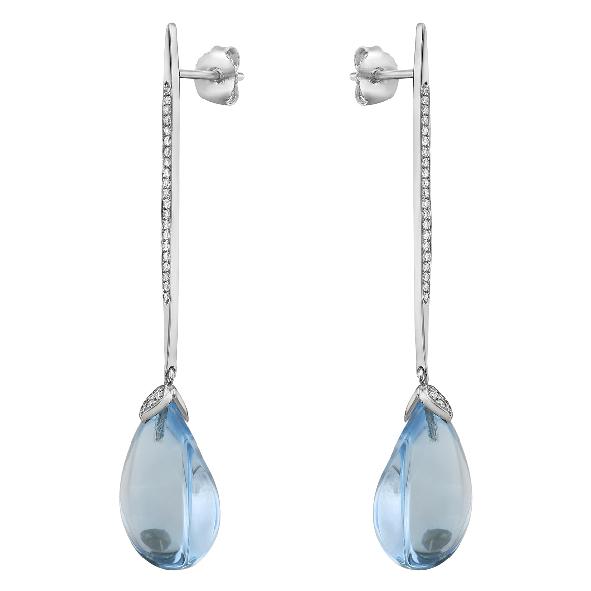 EARRING 18KW-2.23G  56D-0.17C 2SBT-26.87CT SKY BLUE TOPAZ