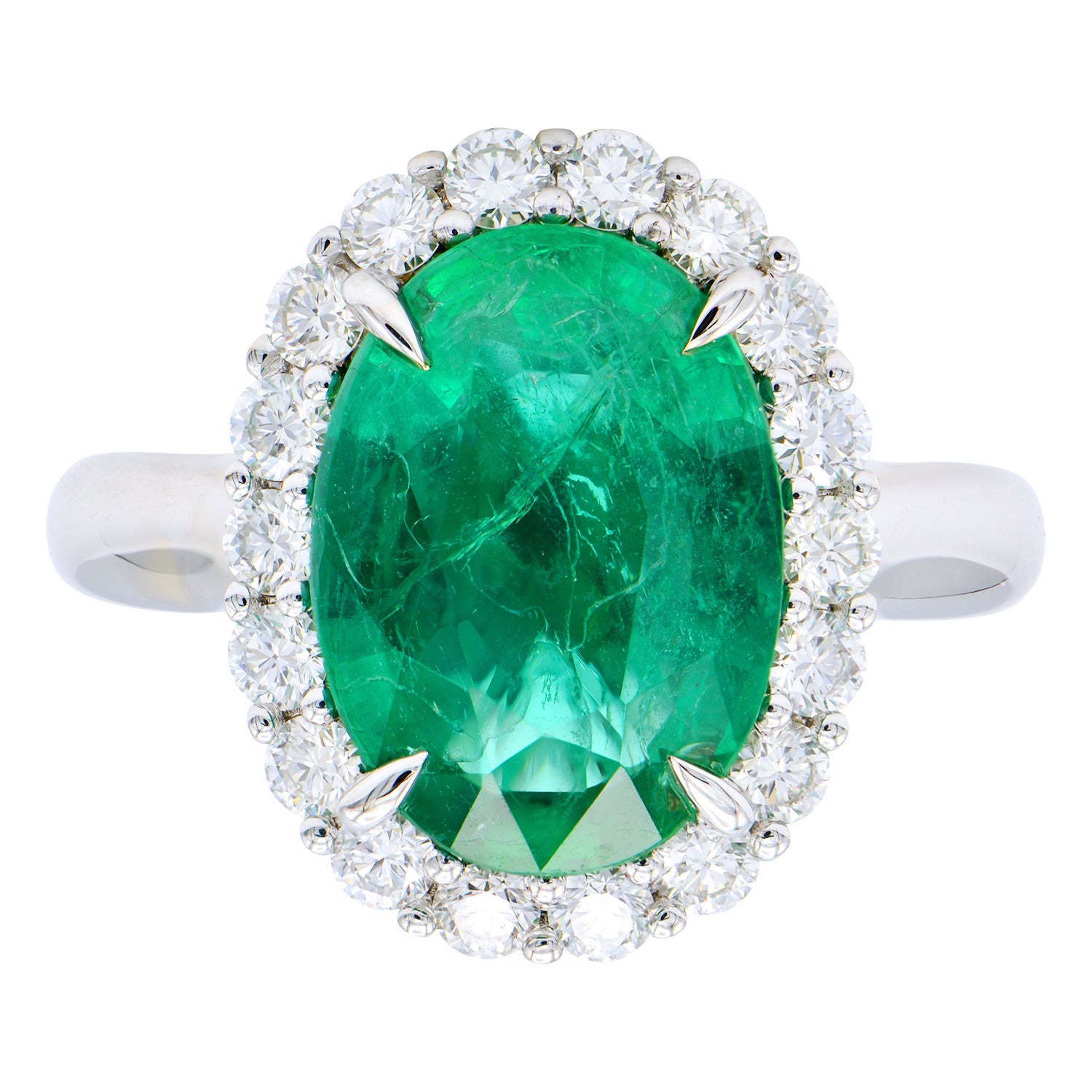 Ring 18KW/5.8G EMER-3.93CT 18RD-0.66CT