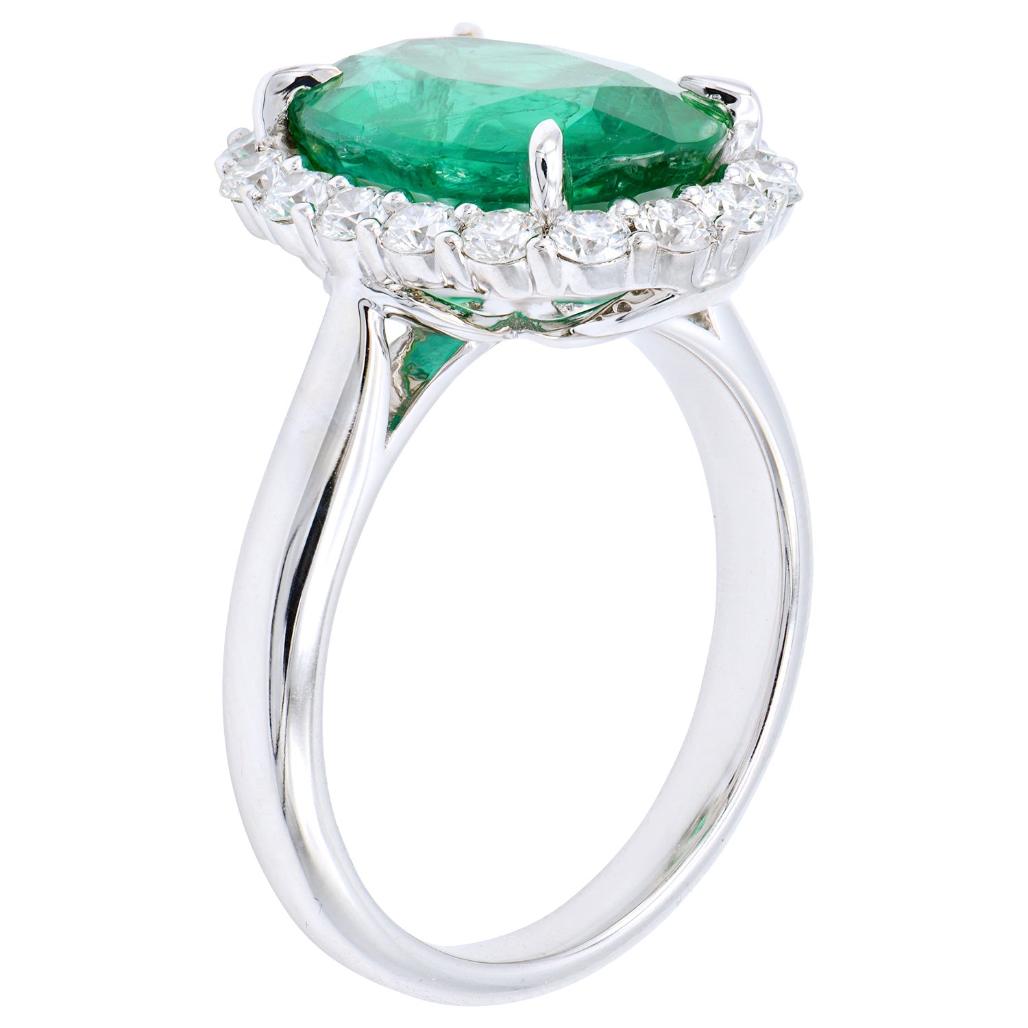 Ring 18KW/5.8G EMER-3.93CT 18RD-0.66CT