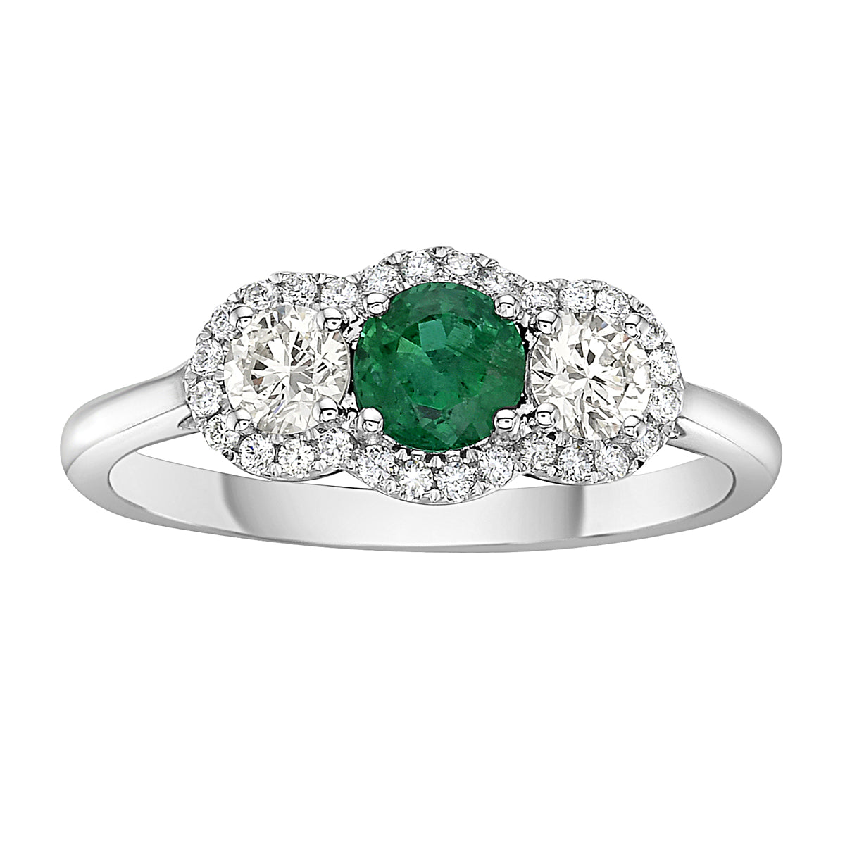 Ring 18KW/2.8G 2RD-0.31CT 1EMER-0.39CT 28RD-0.11CT