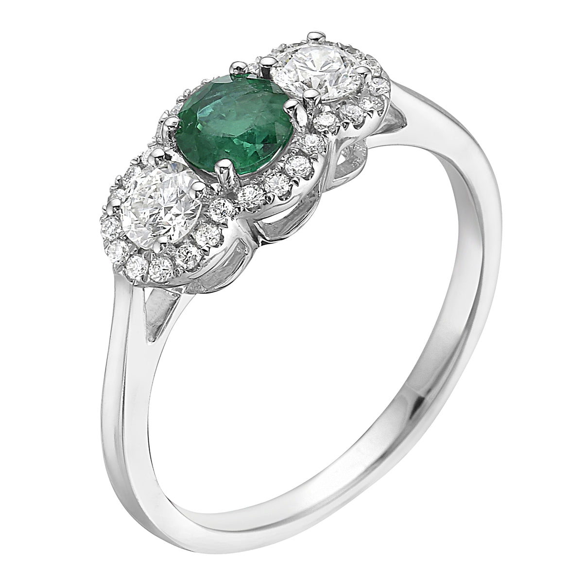 Ring 18KW/2.8G 2RD-0.31CT 1EMER-0.39CT 28RD-0.11CT