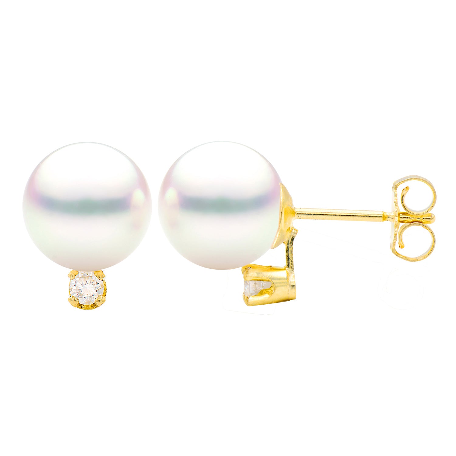 14KY Cultured Akoya Pearl D.Stud, 6-7mm