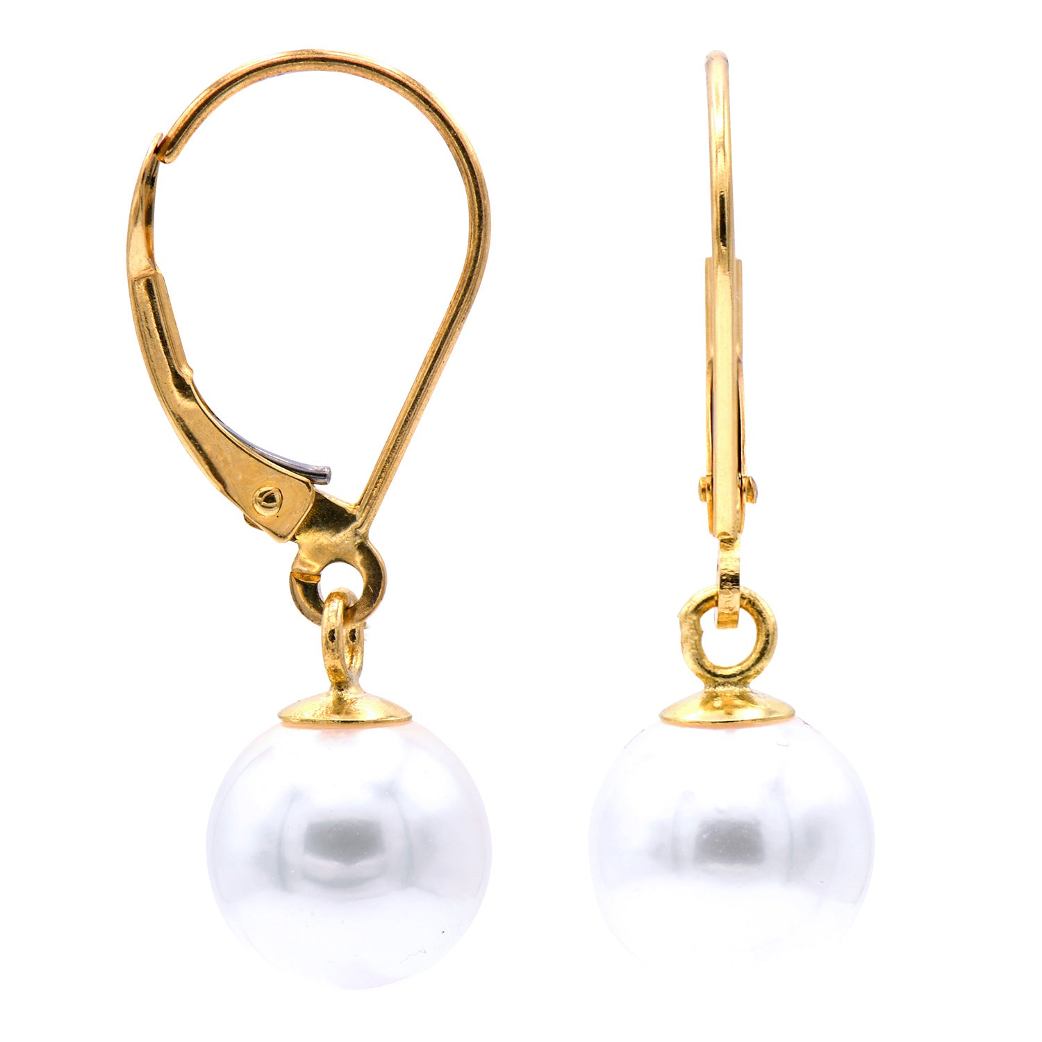 14KY Cultured 8-8.50mm Leverback Earring