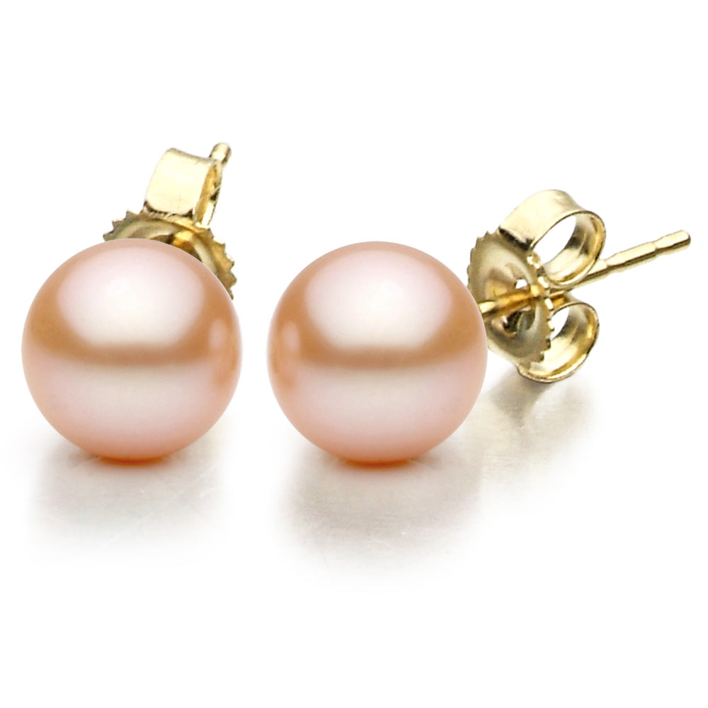 14KY Freshwater Pearl FW pink Stud, 8-9mm