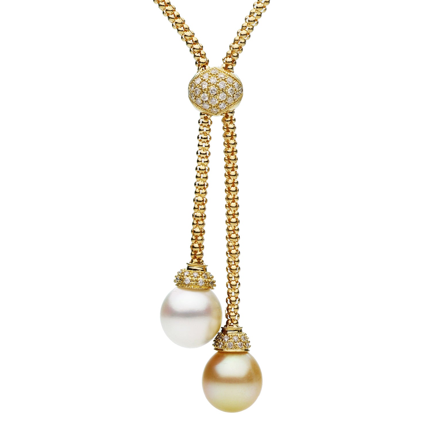 18KY White & Golden South Sea Pearl Necklace, 12-13mm