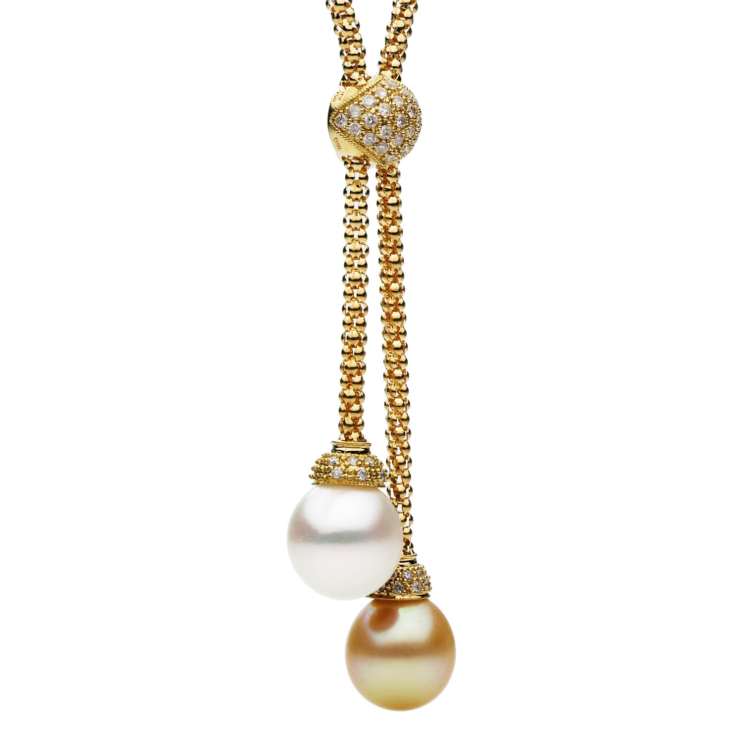 18KY White & Golden South Sea Pearl Necklace, 12-13mm