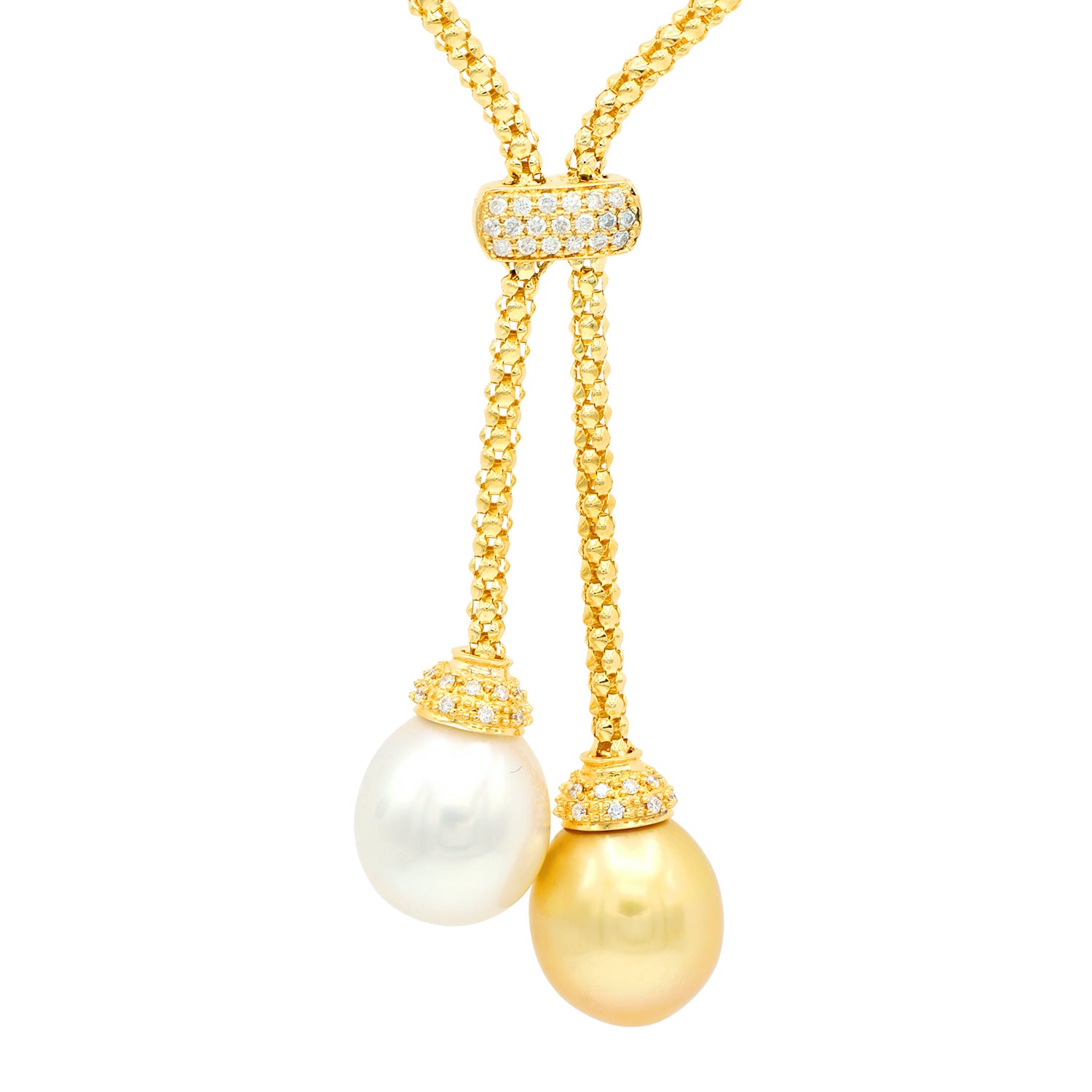 18KY White & Golden South Sea Pearl Necklace, 12-13mm